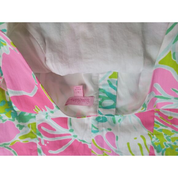 Lilly Pulitzer Floral Sleeveless Zip Straight Shift Dress 100% Cotton - Size 0 - Picture 7 of 9